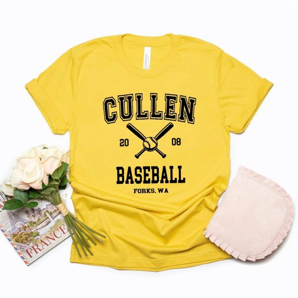 Twilight Cullen T-shirt with Forks baseball design