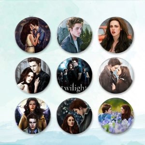 Twilight Edward Bella round portrait badge pin, perfect for backpack decoration and jewelry, multiple sizes available
