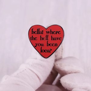 Twilight Funny Meme Brooch – Bella Quote, Red Love Badge for Fans