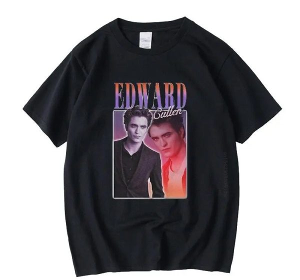 Edward Cullen Manga T-Shirt, Vintage Retro Graphic, Unisex Black Cotton Tee for Men and Women