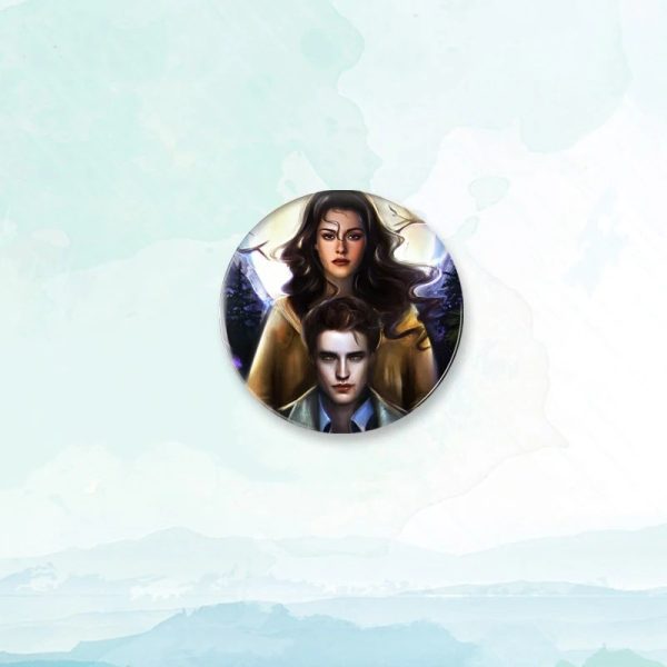 Twilight Edward Bella round portrait badge pin, perfect for backpack decoration and jewelry, multiple sizes available