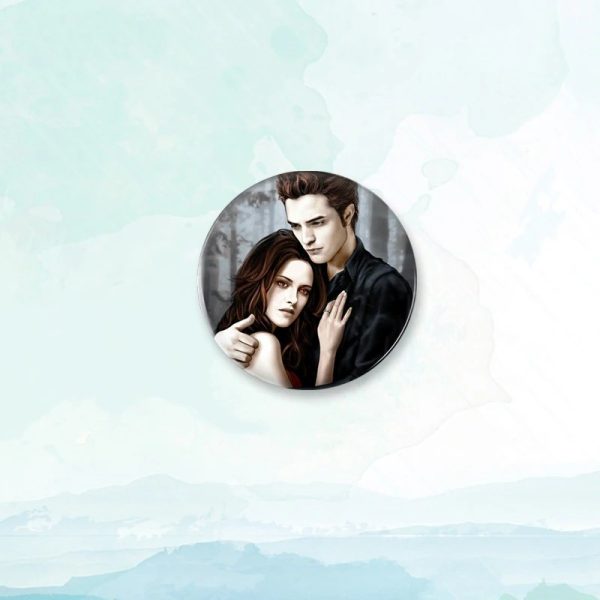 Twilight Edward Bella round portrait badge pin, perfect for backpack decoration and jewelry, multiple sizes available