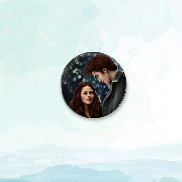 Twilight Edward Bella round portrait badge pin, perfect for backpack decoration and jewelry, multiple sizes available