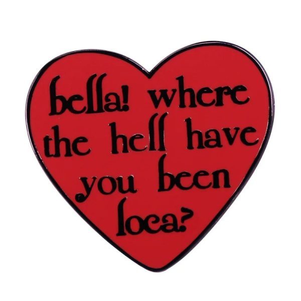 Twilight Funny Meme Brooch – Bella Quote, Red Love Badge for Fans