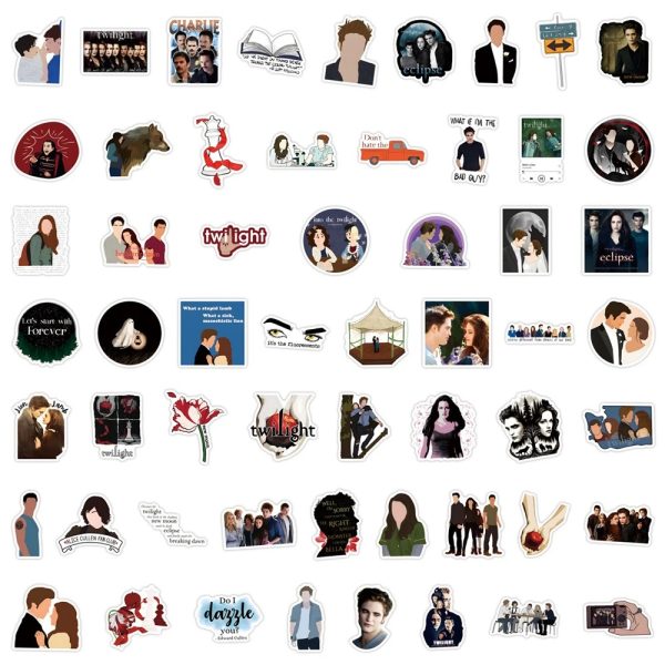 Twilight cartoon stickers pack - classic movie waterproof decals for laptop, phone, skateboard, graffiti sticker set