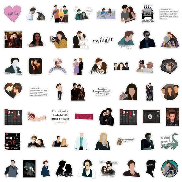 Twilight cartoon stickers pack - classic movie waterproof decals for laptop, phone, skateboard, graffiti sticker set