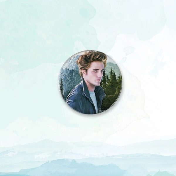 Twilight Edward Bella round portrait badge pin, perfect for backpack decoration and jewelry, multiple sizes available