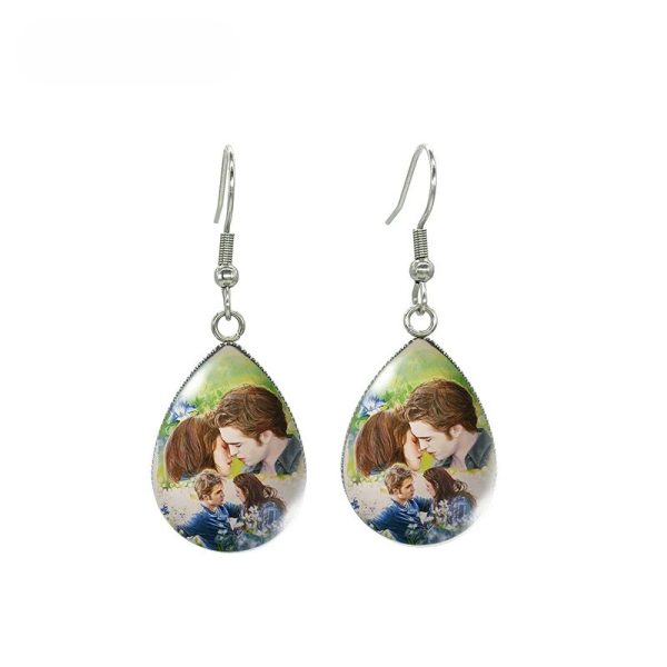 Handcrafted Twilight Bella and Edward glass cabochon earrings