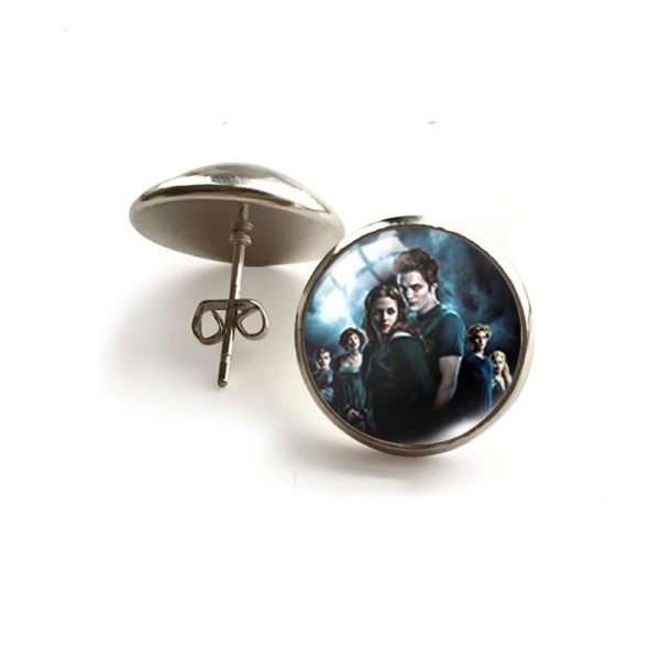 Twilight Cullen family round stud earrings glass dome