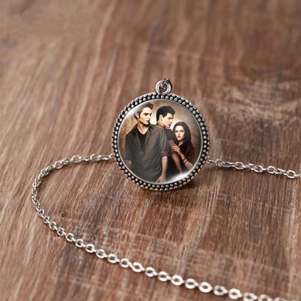 Twilight Bella Edward antique glass dome necklace