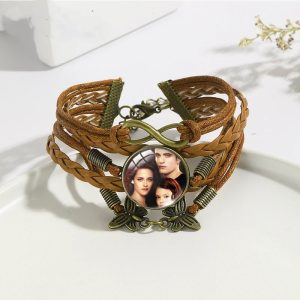Twilight movie black and brown multi-layer leather bracelet for men
