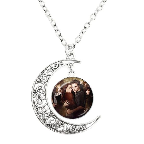 Twilight moon pendant necklace glass cabochon Bella Edward Jacob