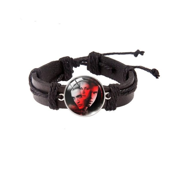 Twilight Edward Bella leather bracelet with glass dome