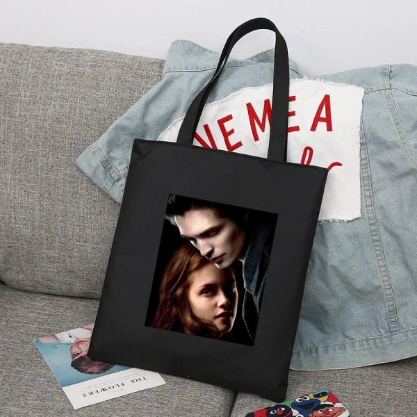 Twilight black canvas tote bag for men and women
