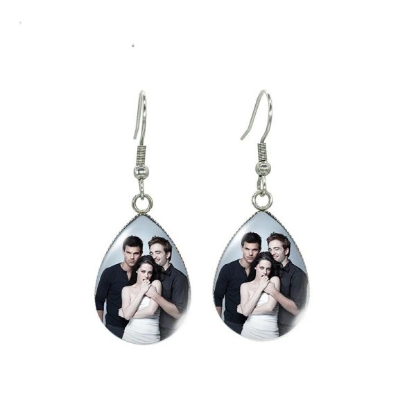 Handcrafted Twilight Bella and Edward glass cabochon earrings