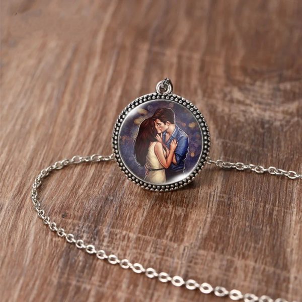 Twilight Bella Edward antique glass dome necklace