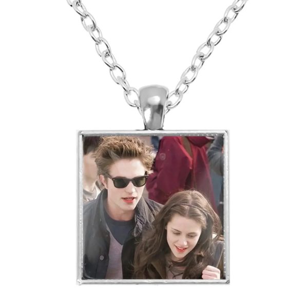 Twilight square pendant necklace with Bella, Edward, Jacob, and Renesmee