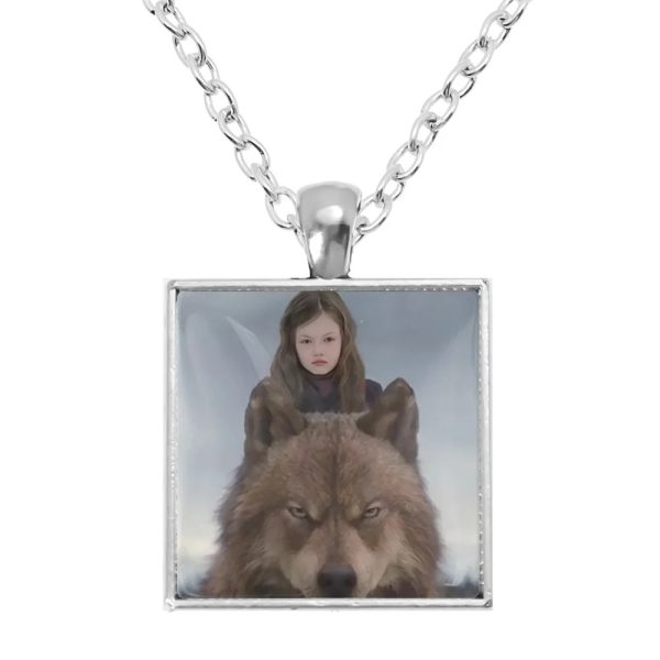 Twilight square pendant necklace with Bella, Edward, Jacob, and Renesmee