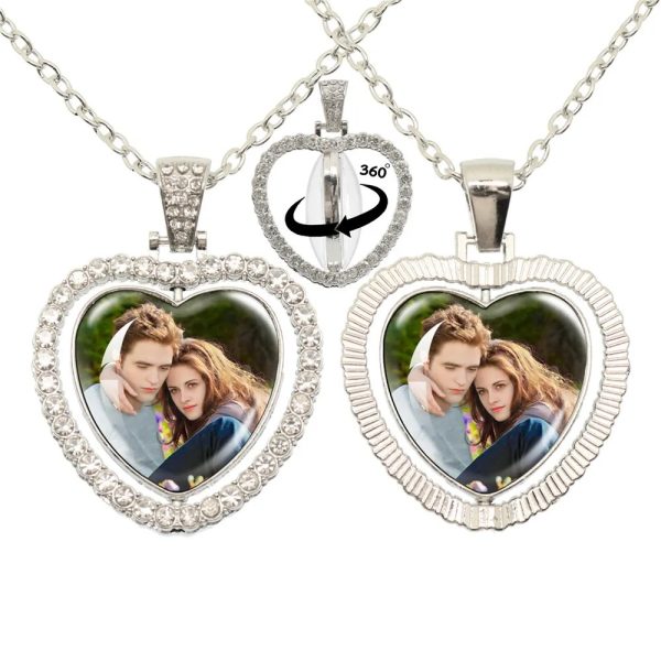 Twilight-inspired glass heart double sided necklace