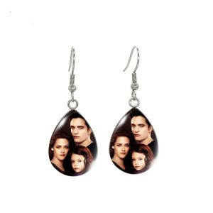 Handcrafted Twilight Bella and Edward glass cabochon earrings