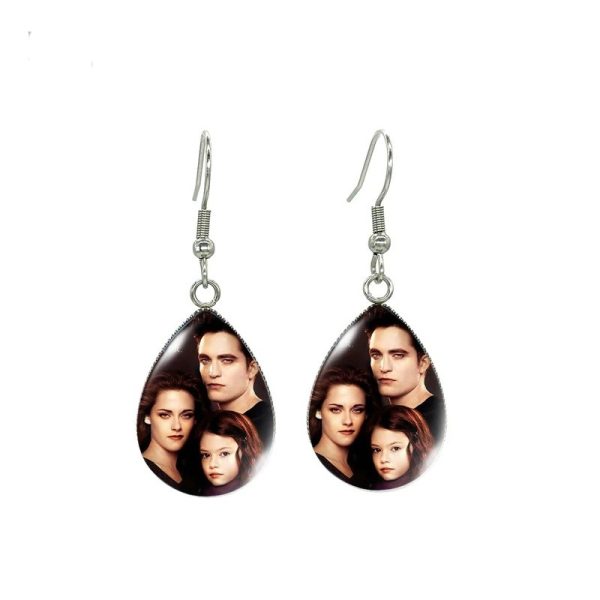 Handcrafted Twilight Bella and Edward glass cabochon earrings