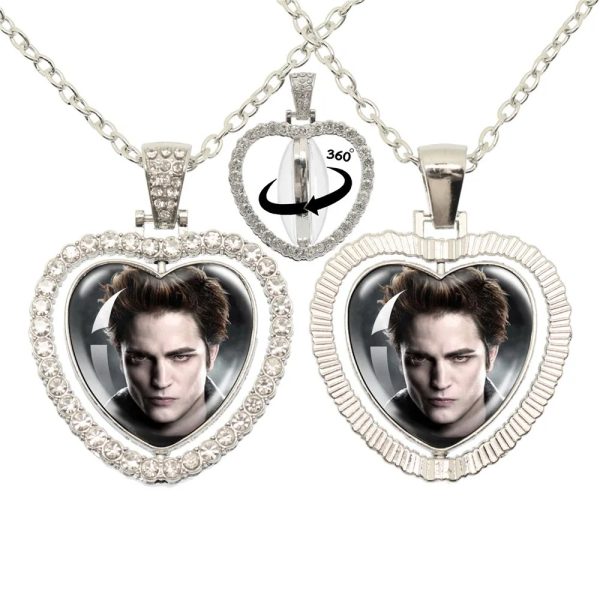 Twilight-inspired glass heart double sided necklace