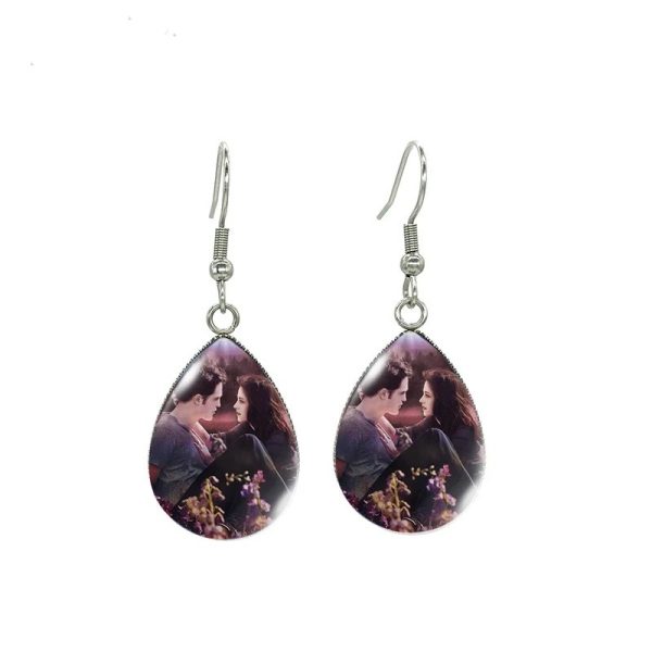 Handcrafted Twilight Bella and Edward glass cabochon earrings