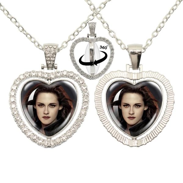 Twilight-inspired glass heart double sided necklace