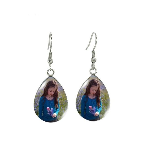 Handcrafted Twilight Bella and Edward glass cabochon earrings