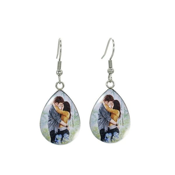 Handcrafted Twilight Bella and Edward glass cabochon earrings