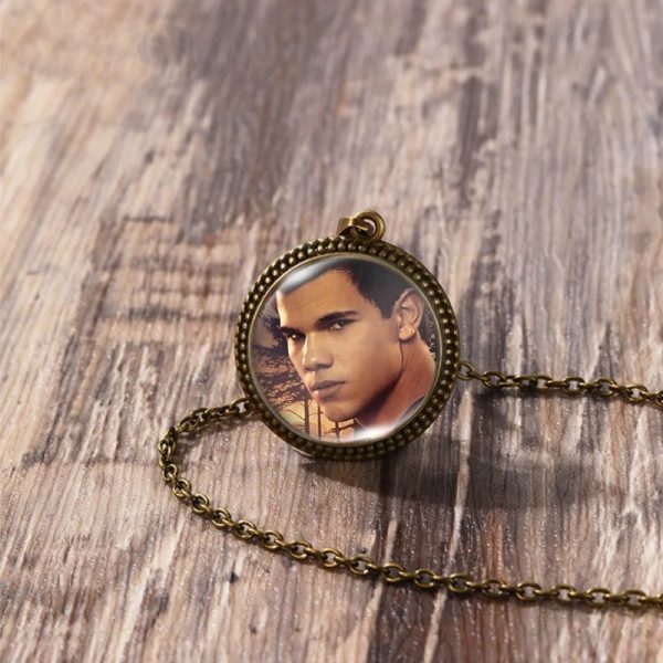 Twilight Bella Edward antique glass dome necklace