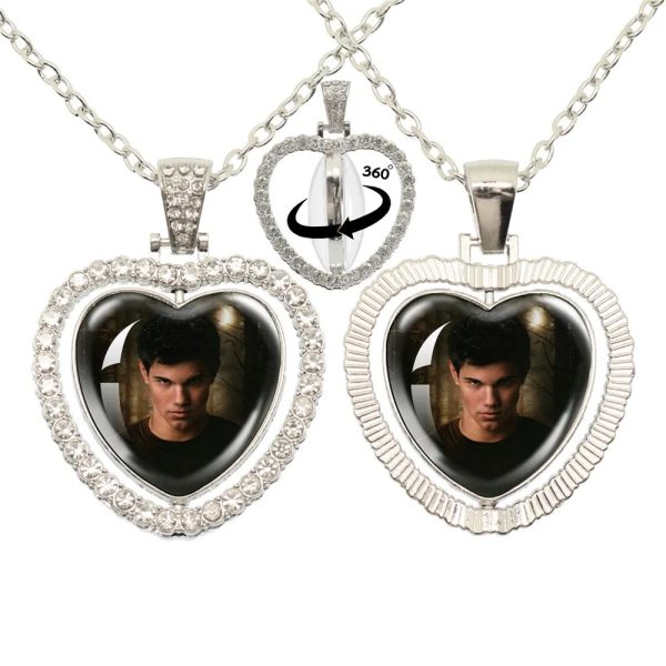Twilight-inspired glass heart double sided necklace