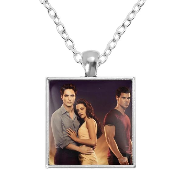 Twilight square pendant necklace with Bella, Edward, Jacob, and Renesmee