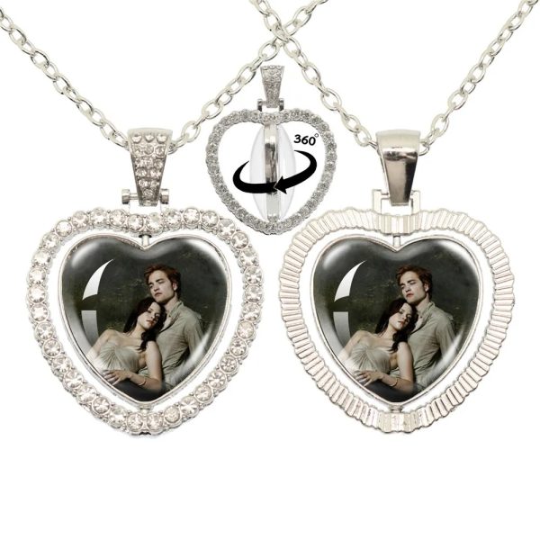 Twilight-inspired glass heart double sided necklace