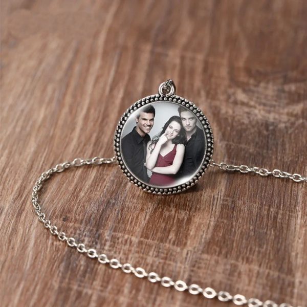 Twilight Bella Edward antique glass dome necklace