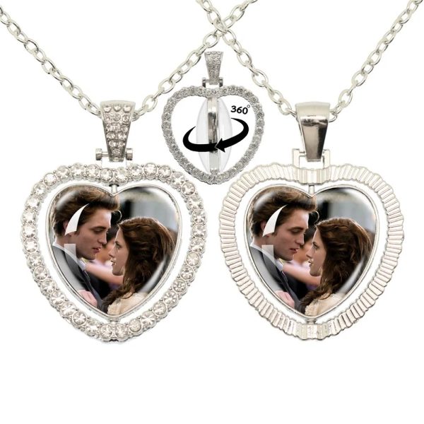 Twilight-inspired glass heart double sided necklace