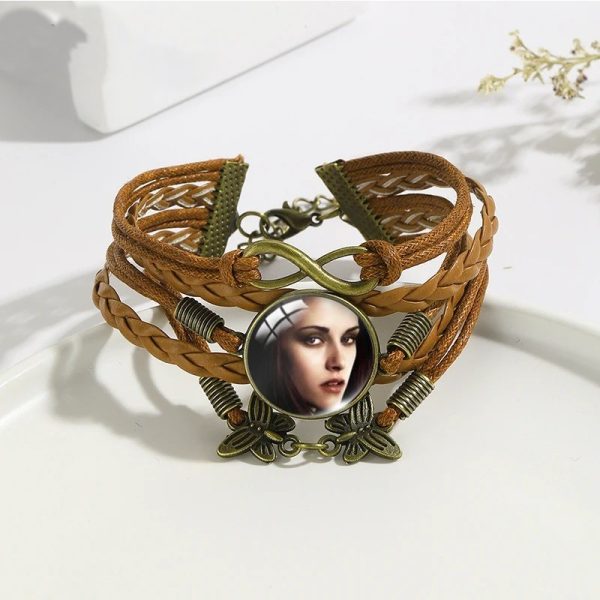 Twilight movie black and brown multi-layer leather bracelet for men