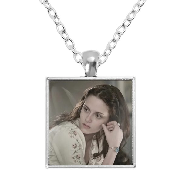 Twilight square pendant necklace with Bella, Edward, Jacob, and Renesmee