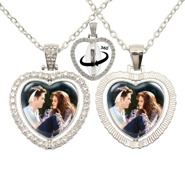 Twilight-inspired glass heart double sided necklace