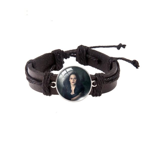 Twilight Edward Bella leather bracelet with glass dome