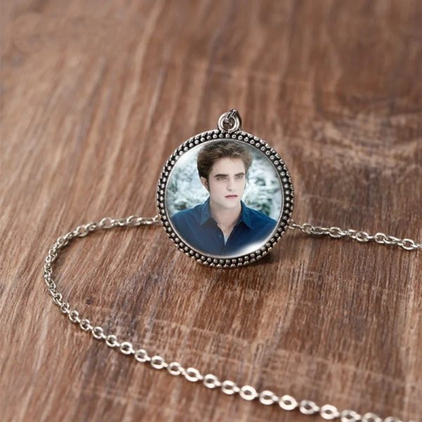 Twilight Bella Edward antique glass dome necklace