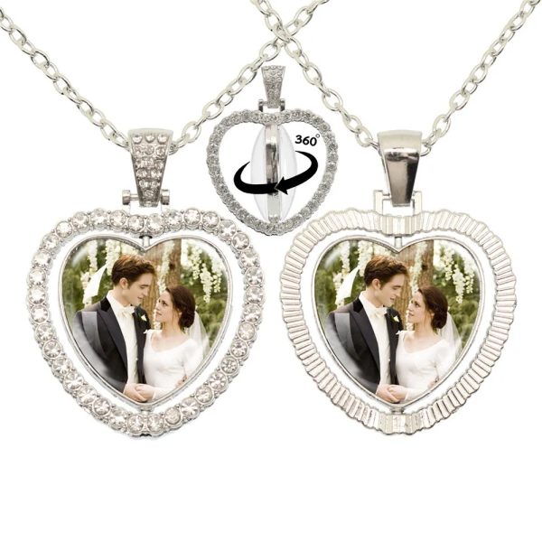 Twilight-inspired glass heart double sided necklace