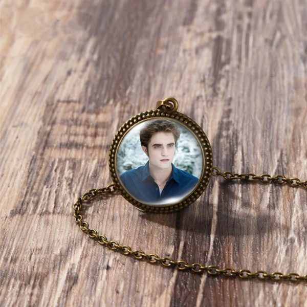 Twilight Bella Edward antique glass dome necklace