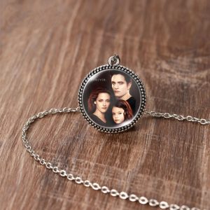 Twilight Bella Edward antique glass dome necklace