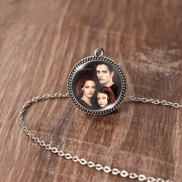 Twilight Bella Edward antique glass dome necklace