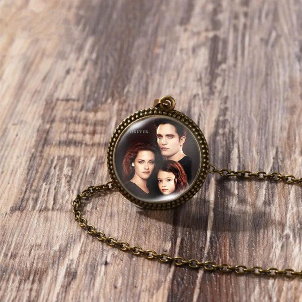Twilight Bella Edward antique glass dome necklace