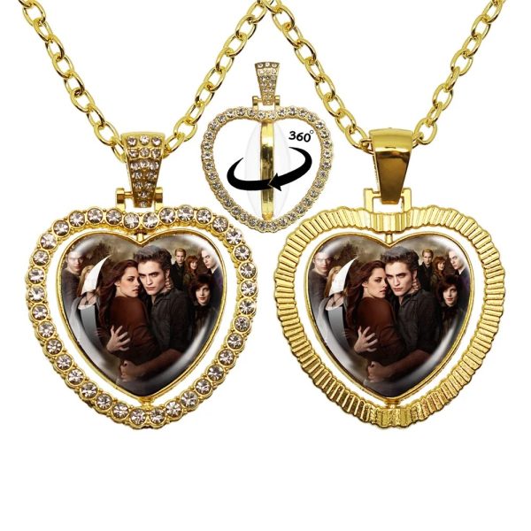 Twilight-inspired glass heart double sided necklace