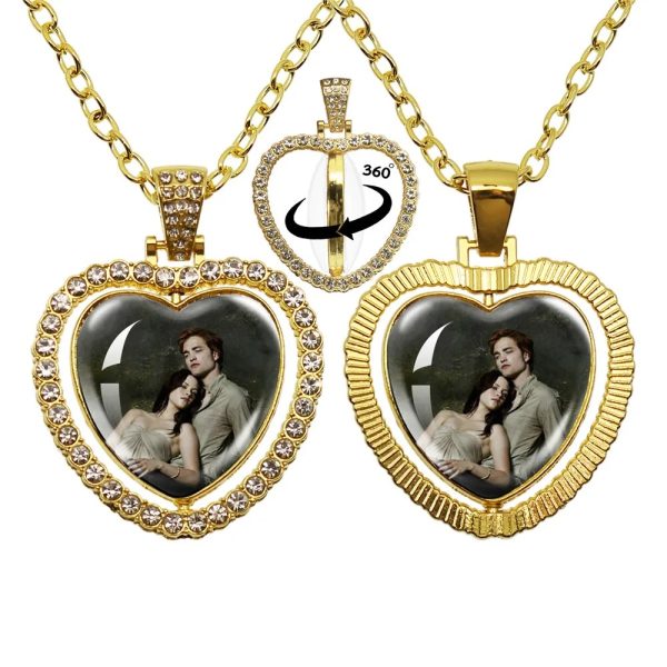 Twilight-inspired glass heart double sided necklace