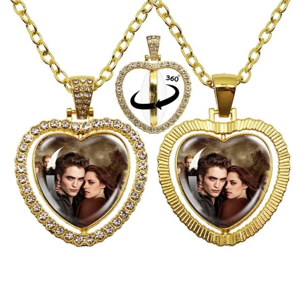 Twilight-inspired glass heart double sided necklace