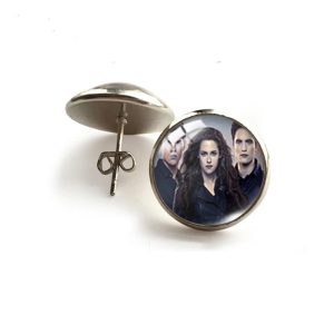 Twilight Cullen family round stud earrings glass dome